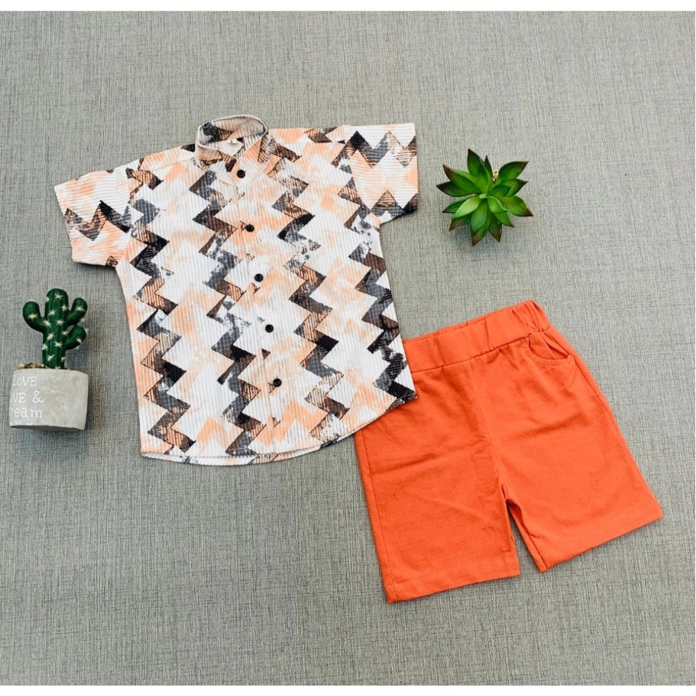 Generic Boy's Cotton Blend Printed Short Sleeve Shirt and Shorts Set (MultiColor) Main image