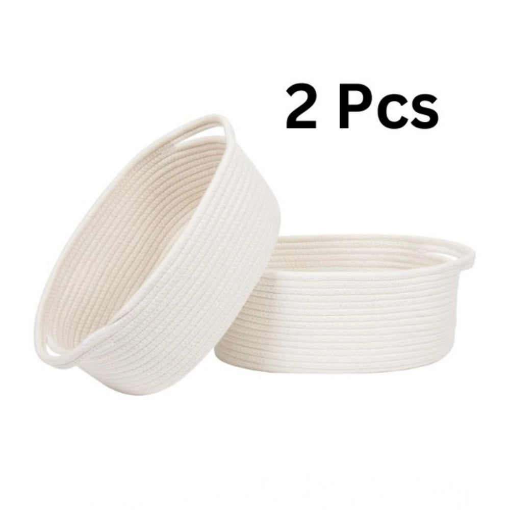 Generic Cotton Pcs Oval Basket  Storage Basket For Clothes (White) Main image