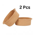 Generic Cotton 2 Pcs Oval Basket Storage Basket For Clothes (Beige)