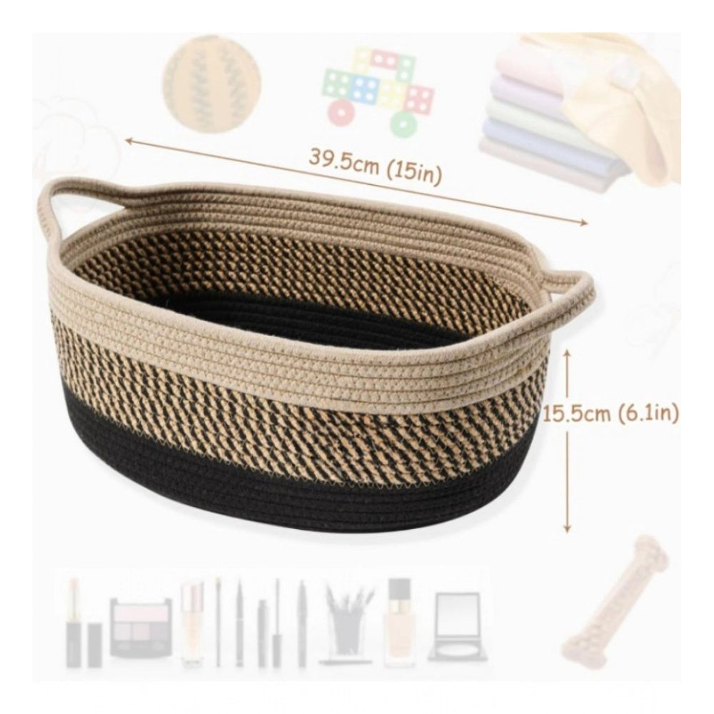 Generic Cotton Baby Basket Pack of 1 Storage Basket For Clothes (Brown) Secondary image