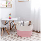 Generic Cotton Laundry Basket Pack of 1 Storage Basket For Clothes (Pink)