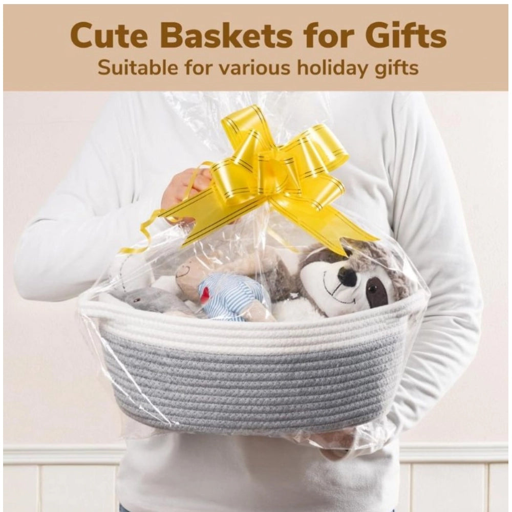 Generic Cotton Baby Gift Basket Pack of 1 Storage Basket For Clothes (Grey) Secondary image