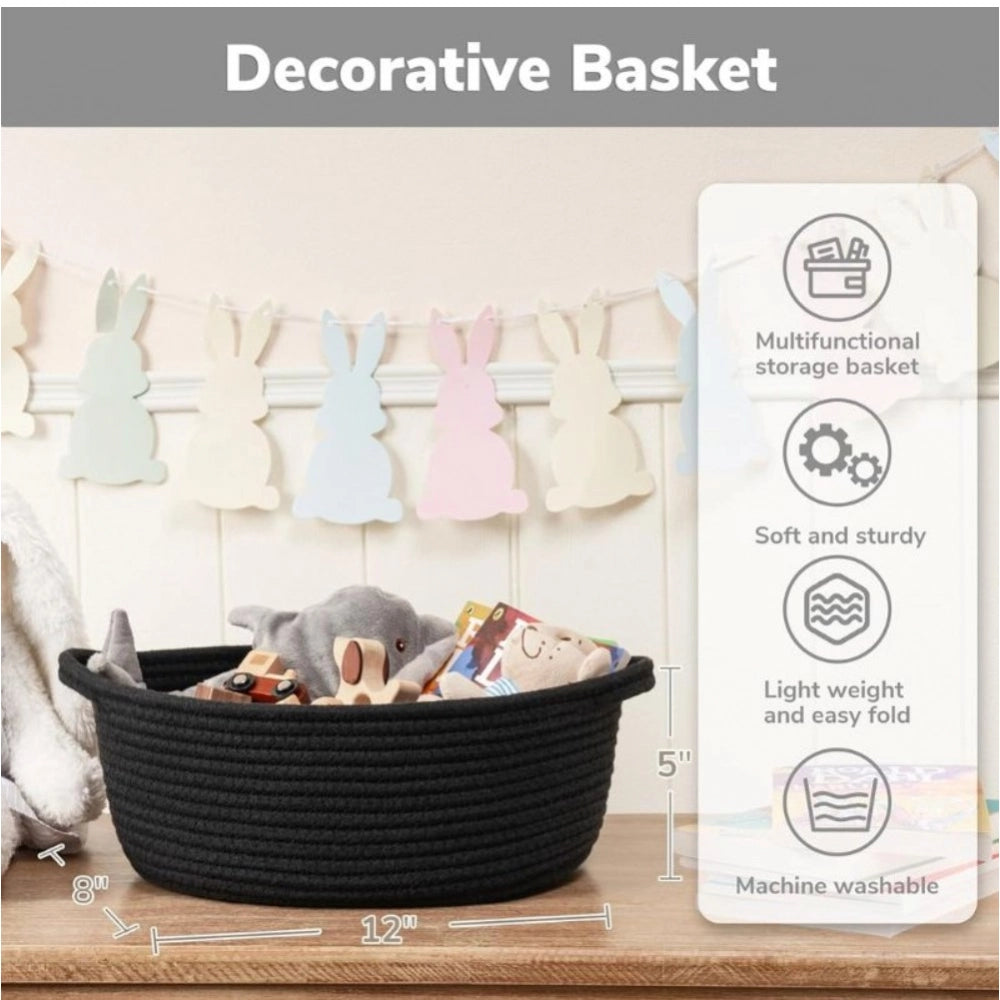 Generic Cotton Baby Gift Basket Pack of 1 Storage Basket For Clothes (Black) Secondary image
