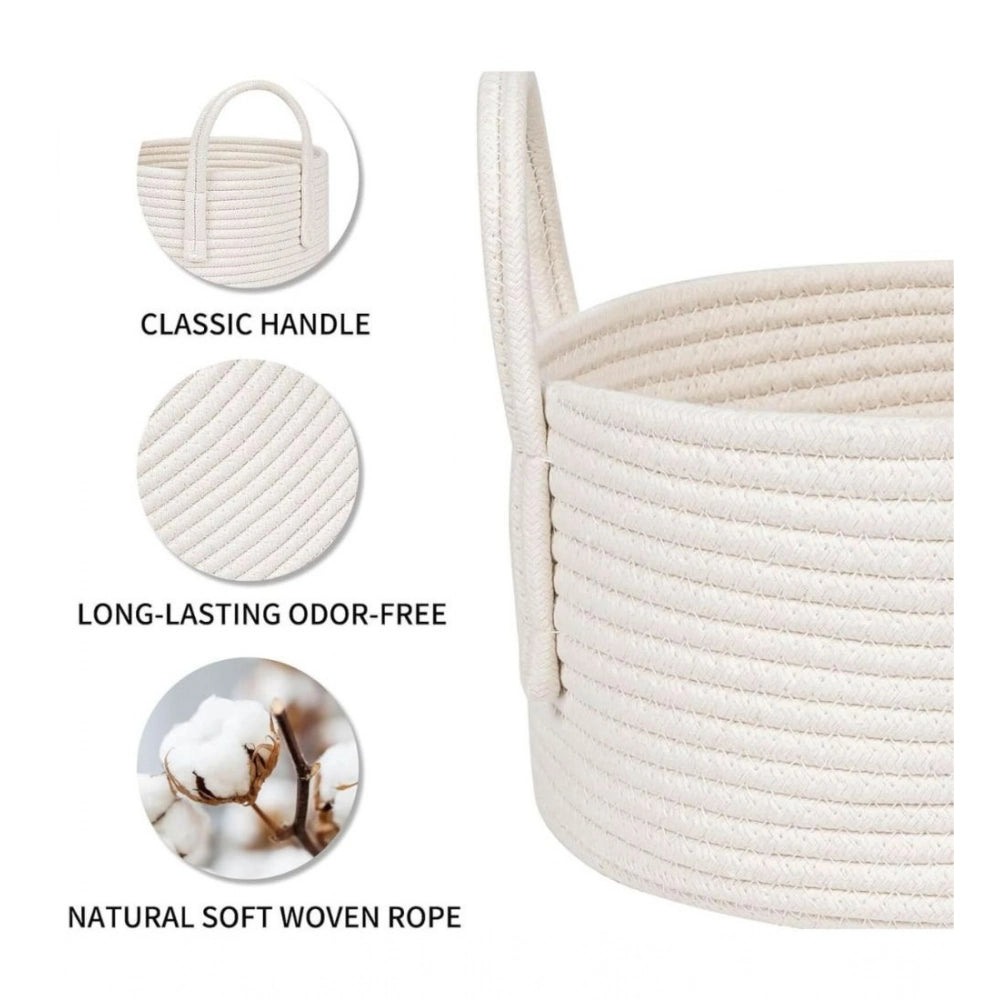 Generic Cotton Basket Inch Pack of 1 Storage Basket For Clothes (White) Secondary image