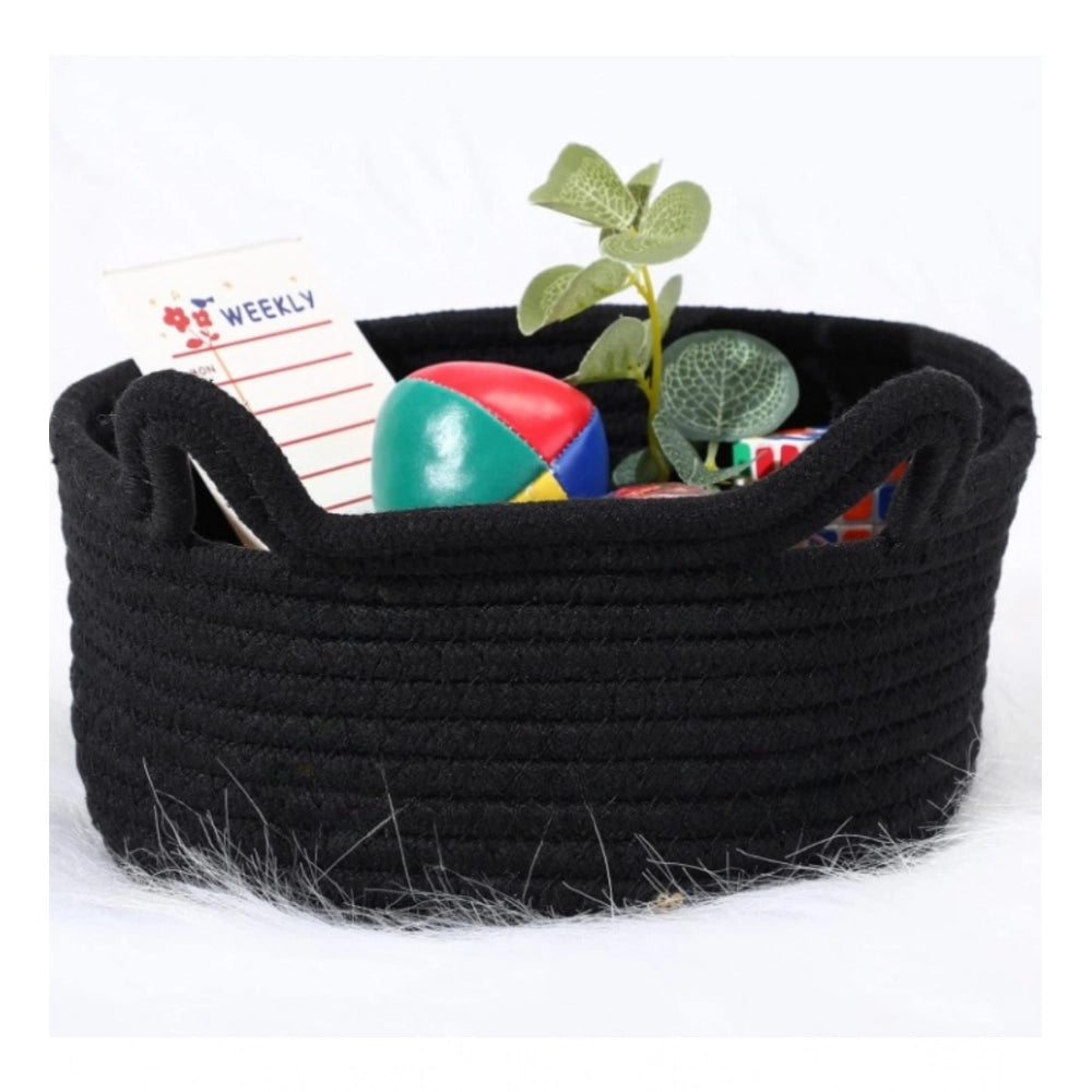 Generic Cotton Cat Basket Inch Pack of 1 Storage Basket For Clothes (Black) Main image