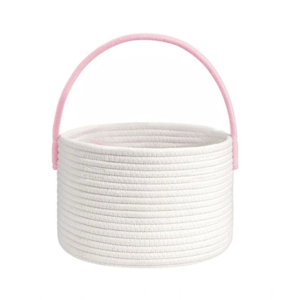 Generic Cotton Bucket Inch Pack of 1 Storage Basket For Clothes (White) Main image