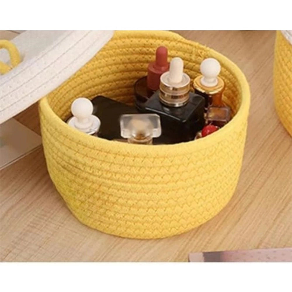 Generic Cotton Box White Lid Inch Pack of 1 Storage Basket For Clothes (Yellow) Secondary image