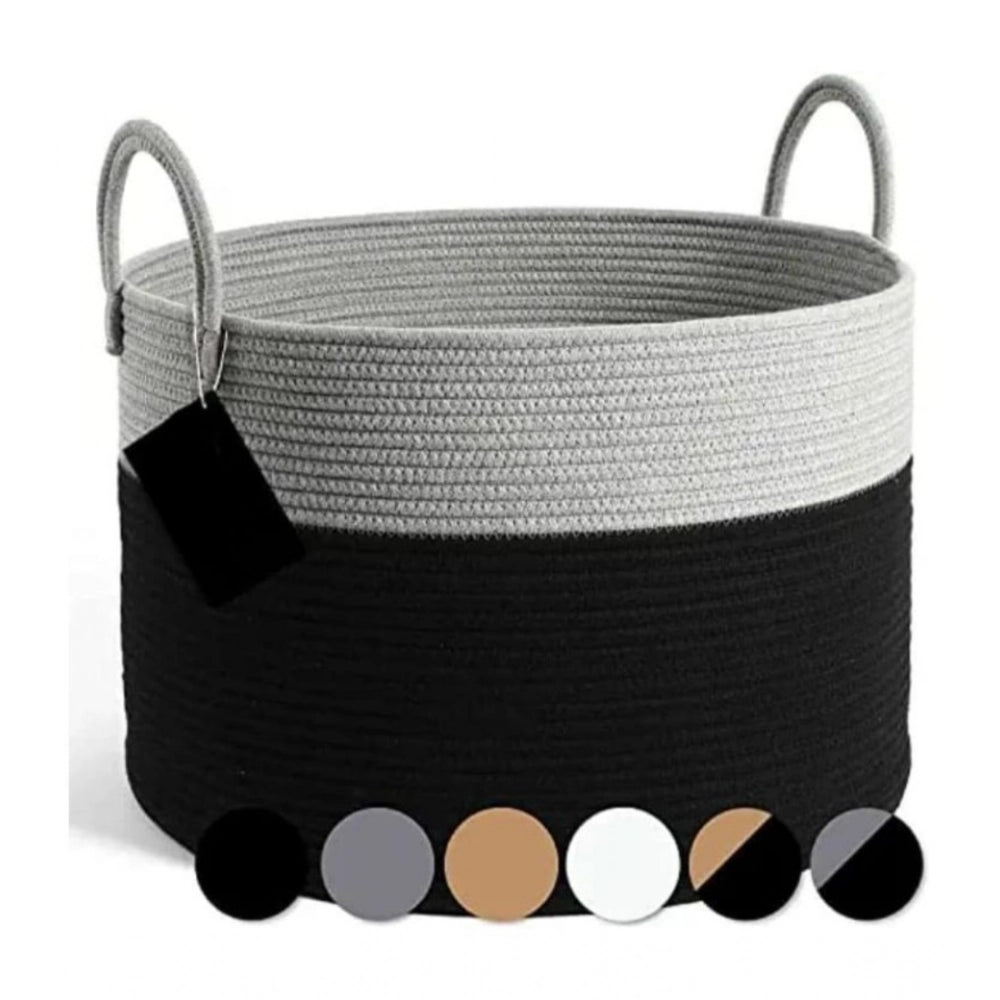 Generic Cotton Laundry Basket Pack of 1 Storage Basket For Clothes (Grey) Main image