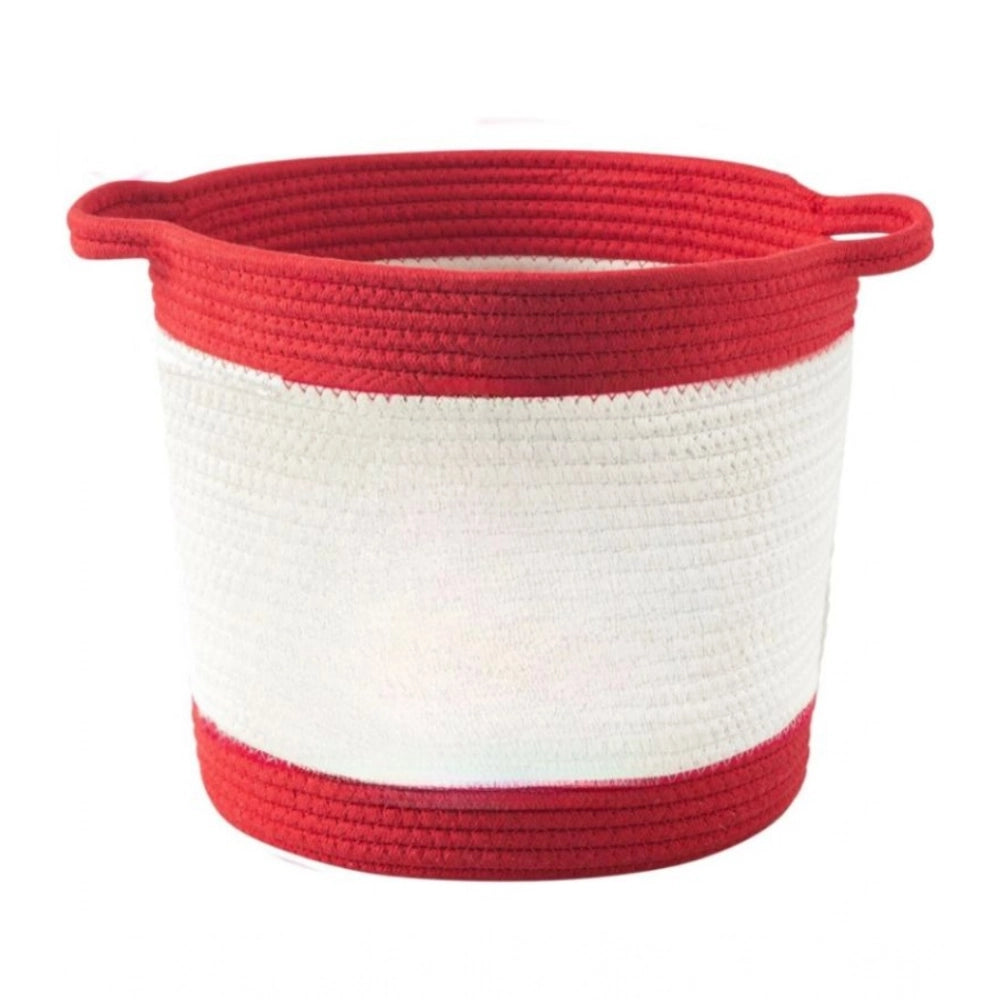 Generic Cotton Basket Pack of 1 Storage Basket For Clothes (Red)