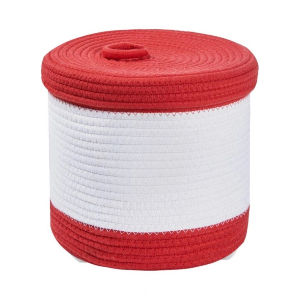 Generic Cotton Basket Pack of 1 Storage Basket For Clothes (Red) Main image