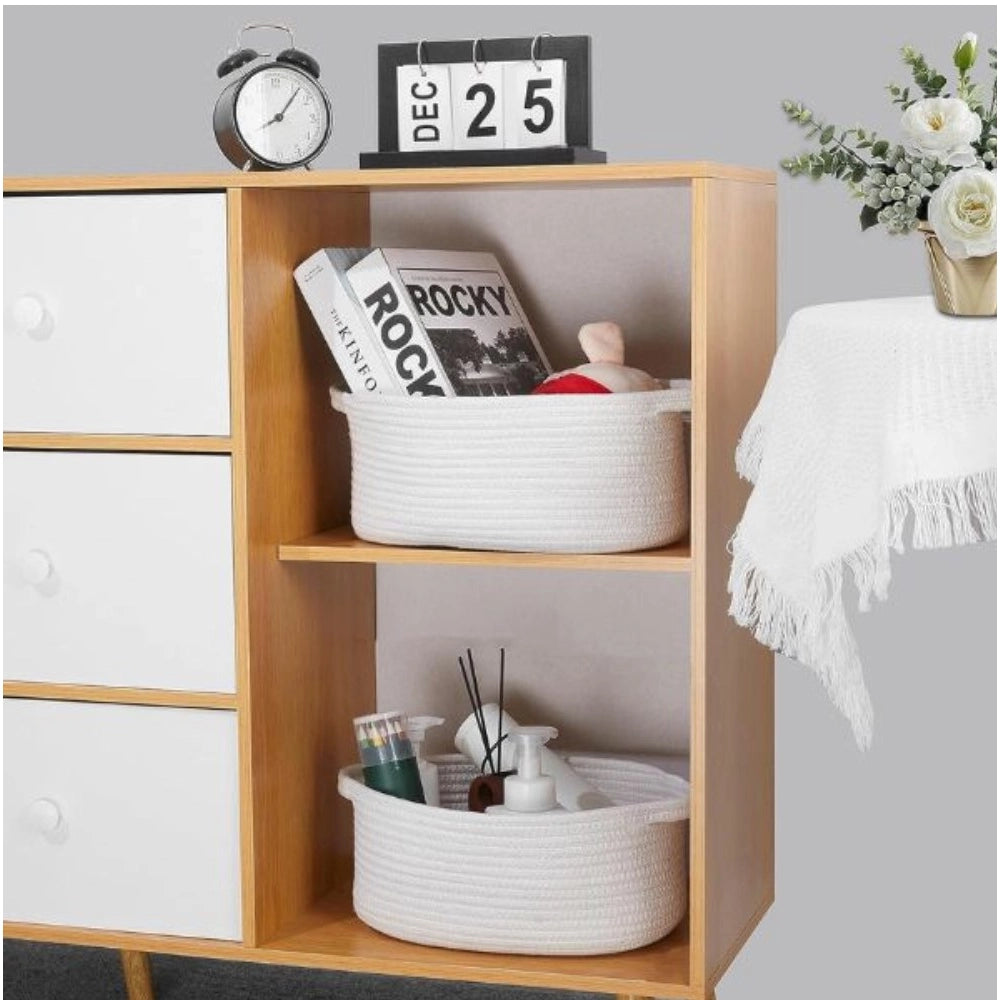 Generic Cotton Pcs Oval Basket  Storage Basket For Clothes (White) Secondary image