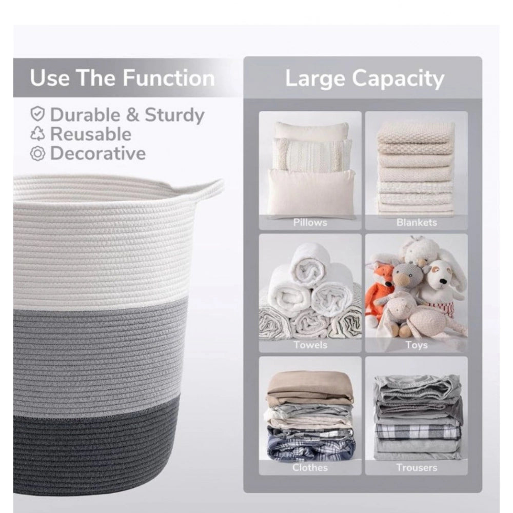 Generic Cotton Laundry Basket Pack of 1 Storage Basket For Clothes (Multicolor) Secondary image