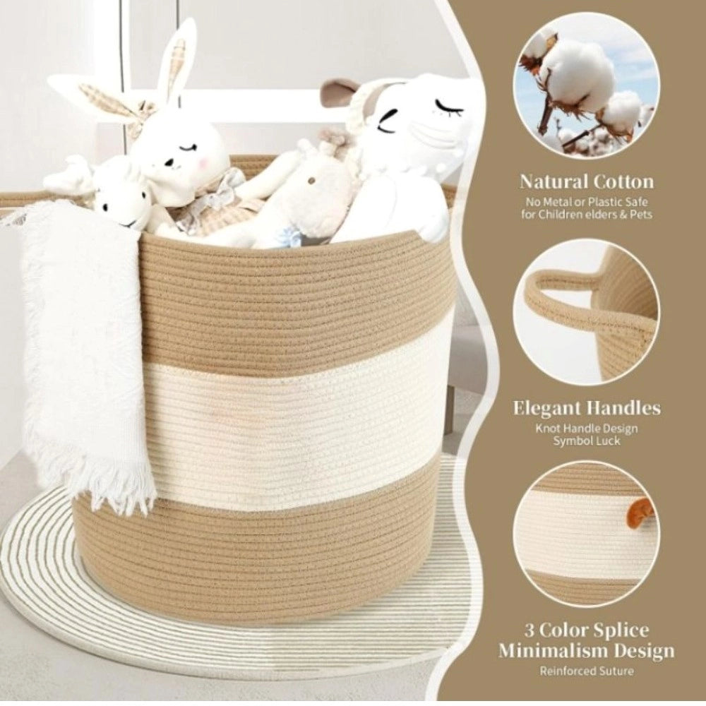 Generic Cotton Basket Pack of 1 Storage Basket For Clothes (Beige) Secondary image