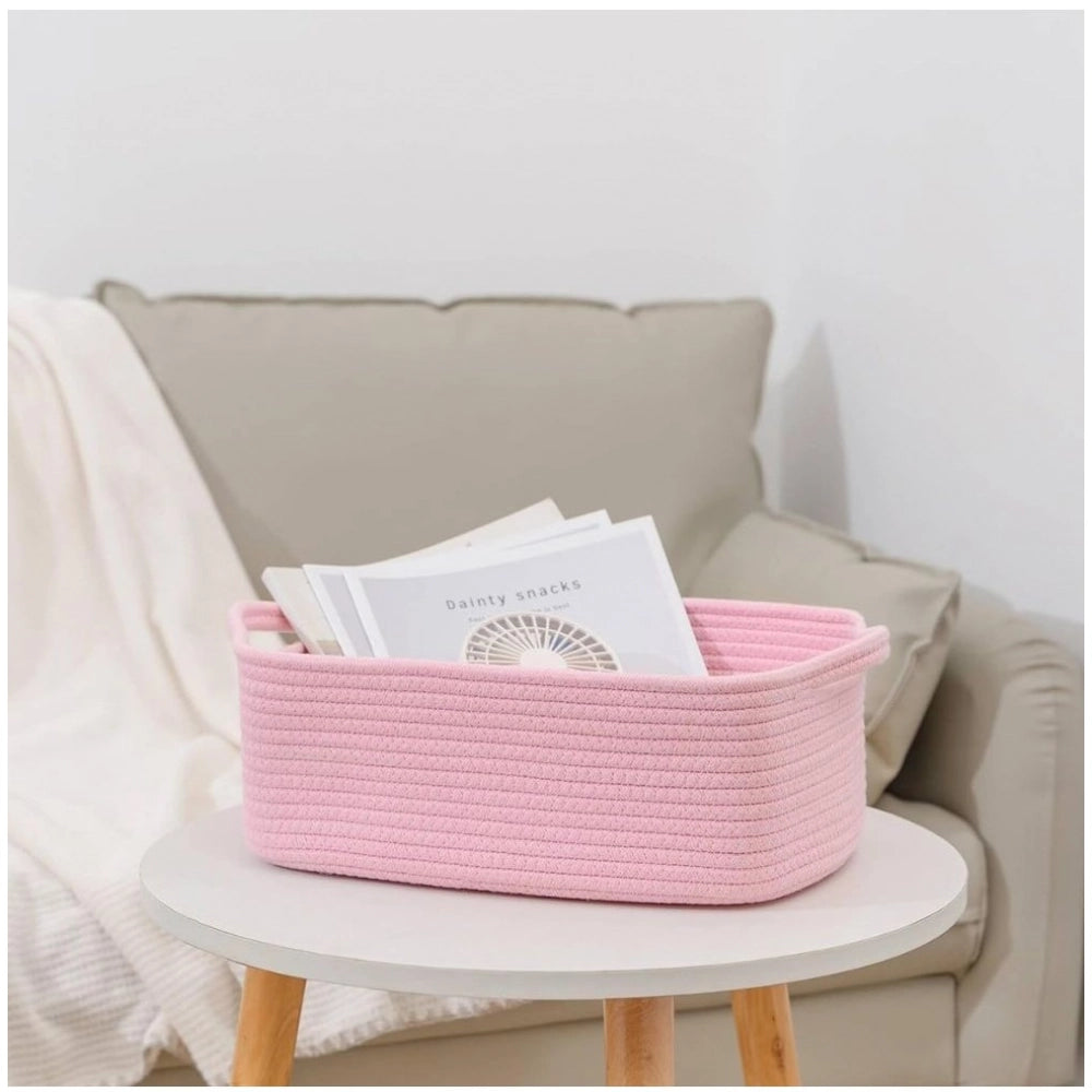 Generic Cotton Basket Pack of 1 Storage Basket For Clothes (Pink) Secondary image