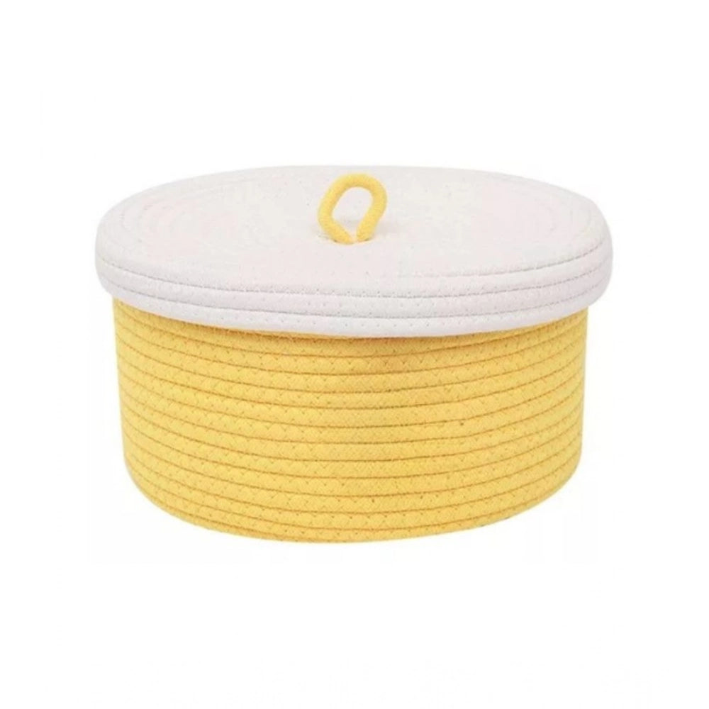 Generic Cotton Box White Lid Inch Pack of 1 Storage Basket For Clothes (Yellow) Main image