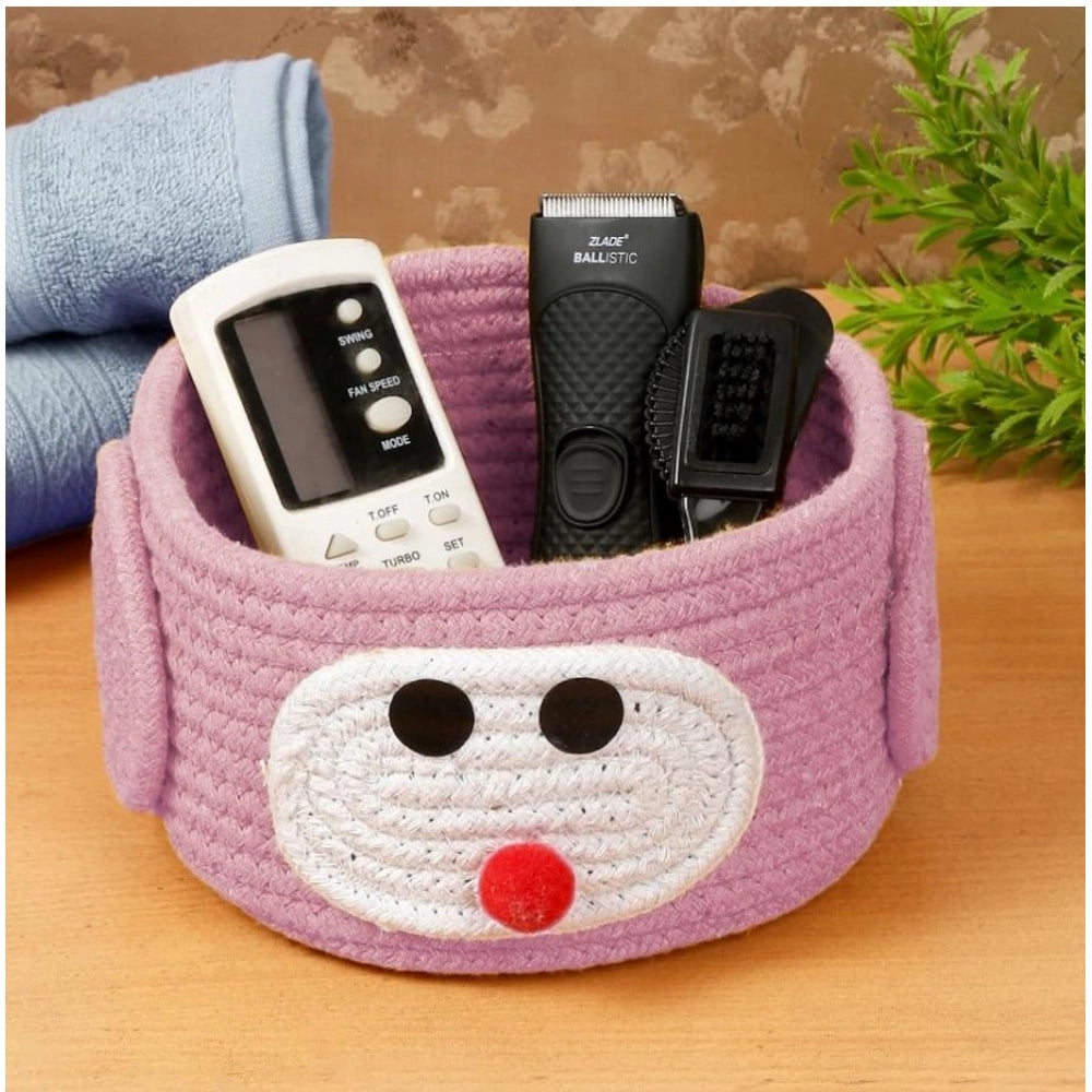 Generic Cotton Pen Holder Pack of 1 Storage Basket For Clothes (Pink) Secondary image