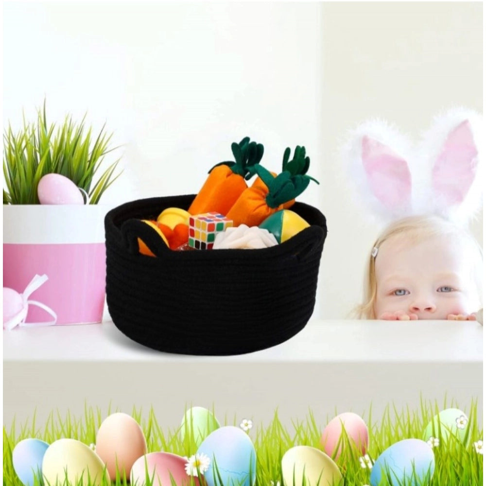 Generic Cotton Cat Basket Inch Pack of 1 Storage Basket For Clothes (Black) Secondary image