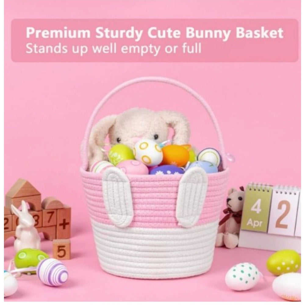 Generic Cotton Toys Bucket Pack of 1 Storage Basket For Clothes (Pink) Secondary image