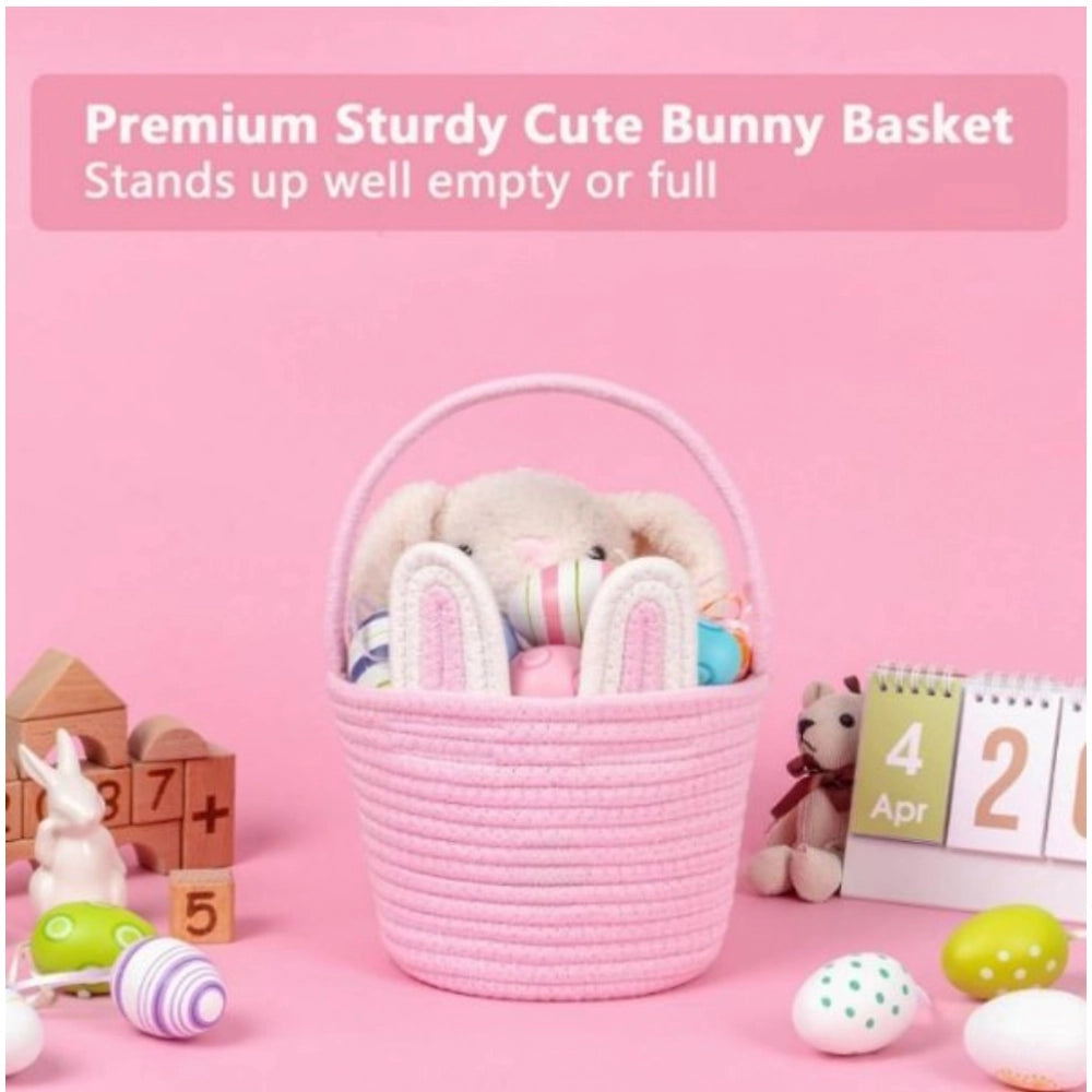 Generic Cotton Ear Toy Bucket Pack of 1 Storage Basket For Clothes (Pink)