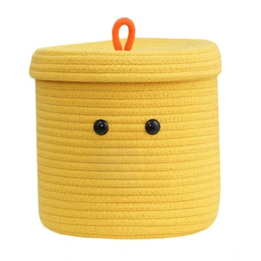Generic Cotton Basket with lid Pack of 1 Storage Basket For Clothes (Yellow)