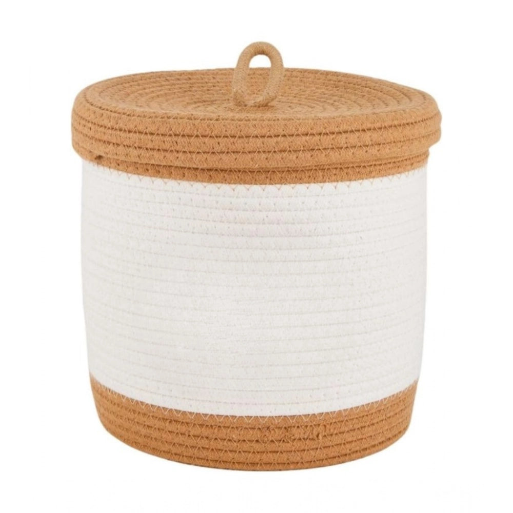 Generic Cotton Basket Pack of 1 Storage Basket For Clothes (White) Main image