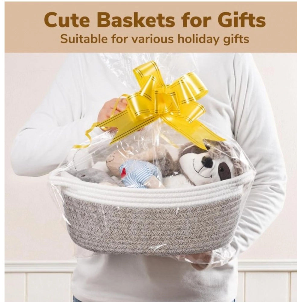 Generic Cotton Baby Gift Basket Inch Pack of 1 Storage Basket For Clothes (White) Secondary image