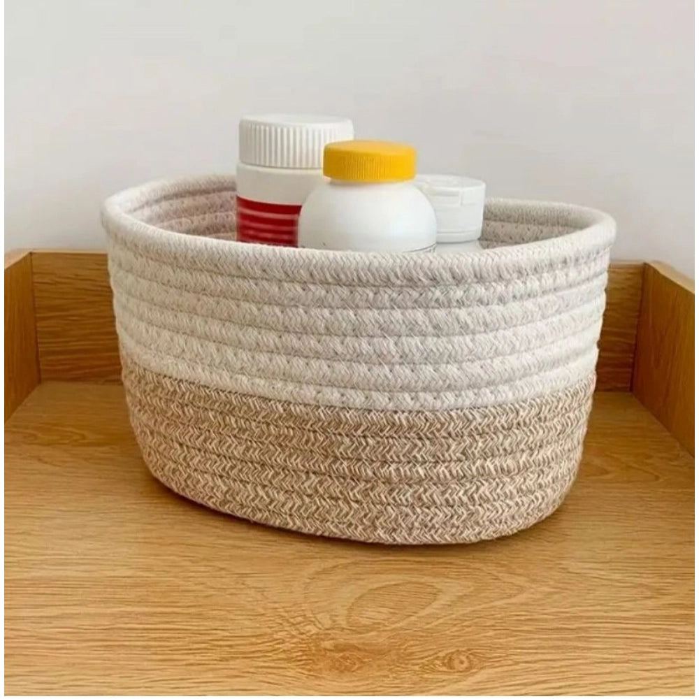 Generic Cotton Bathroom Storage Basket Pack of 1 Storage Basket For Clothes (White) Secondary image
