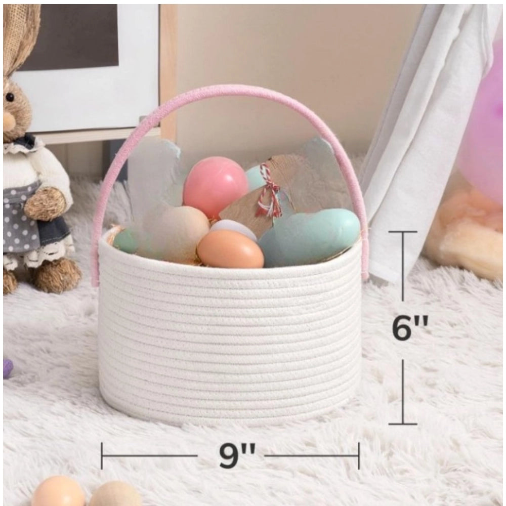 Generic Cotton Ear Toys Bucket Pack of 1 Storage Basket For Clothes (White) Secondary image