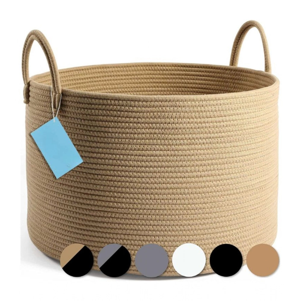 Generic Cotton Laundry Basket Pack of 1 Storage Basket For Clothes (Beige) Main image