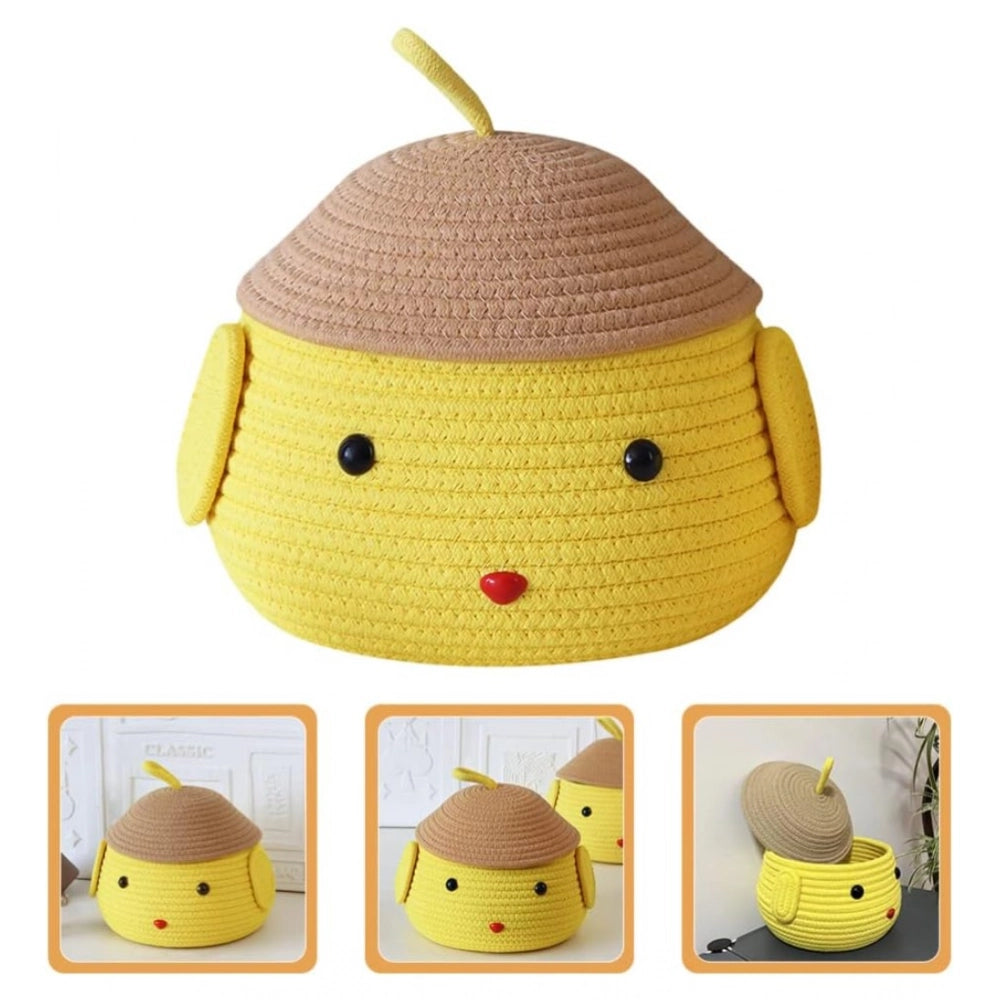 Generic Cotton  lid Pack of 1 Storage Basket For Clothes (Yellow)
