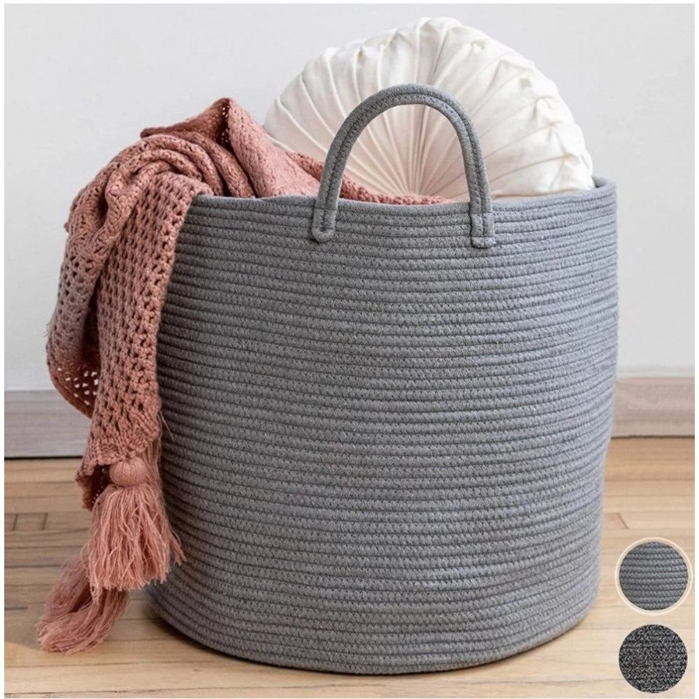 Generic Cotton Basket Pack of 1 Storage Basket For Clothes (Grey) Secondary image