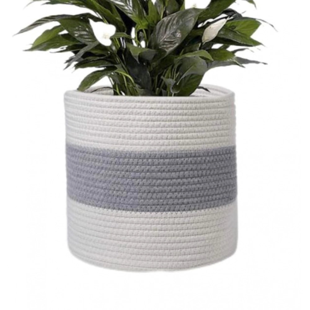 Generic Cotton Flower Basket Pack of 1 Storage Basket For Clothes (Grey) Main image