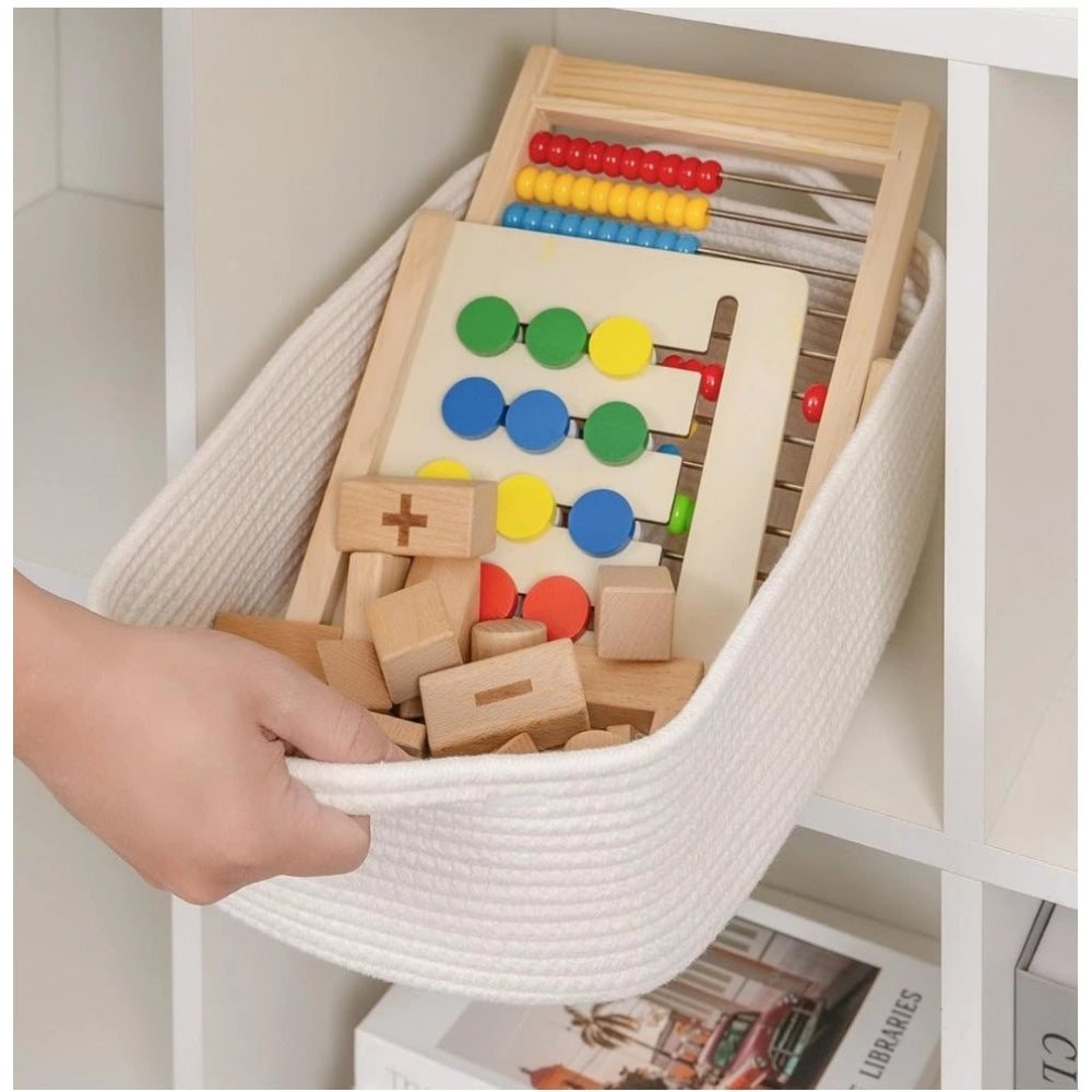 Generic Cotton Basket Pack of 1 Storage Basket For Clothes (White) Secondary image