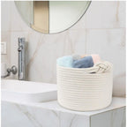 Generic Cotton White Inch Pack of 1 Storage Basket For Clothes (White)