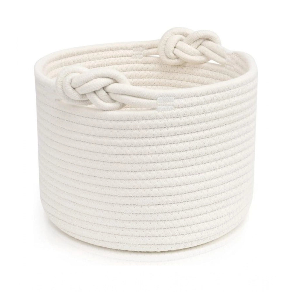 Generic Cotton White Inch Pack of 1 Storage Basket For Clothes (White) Main image