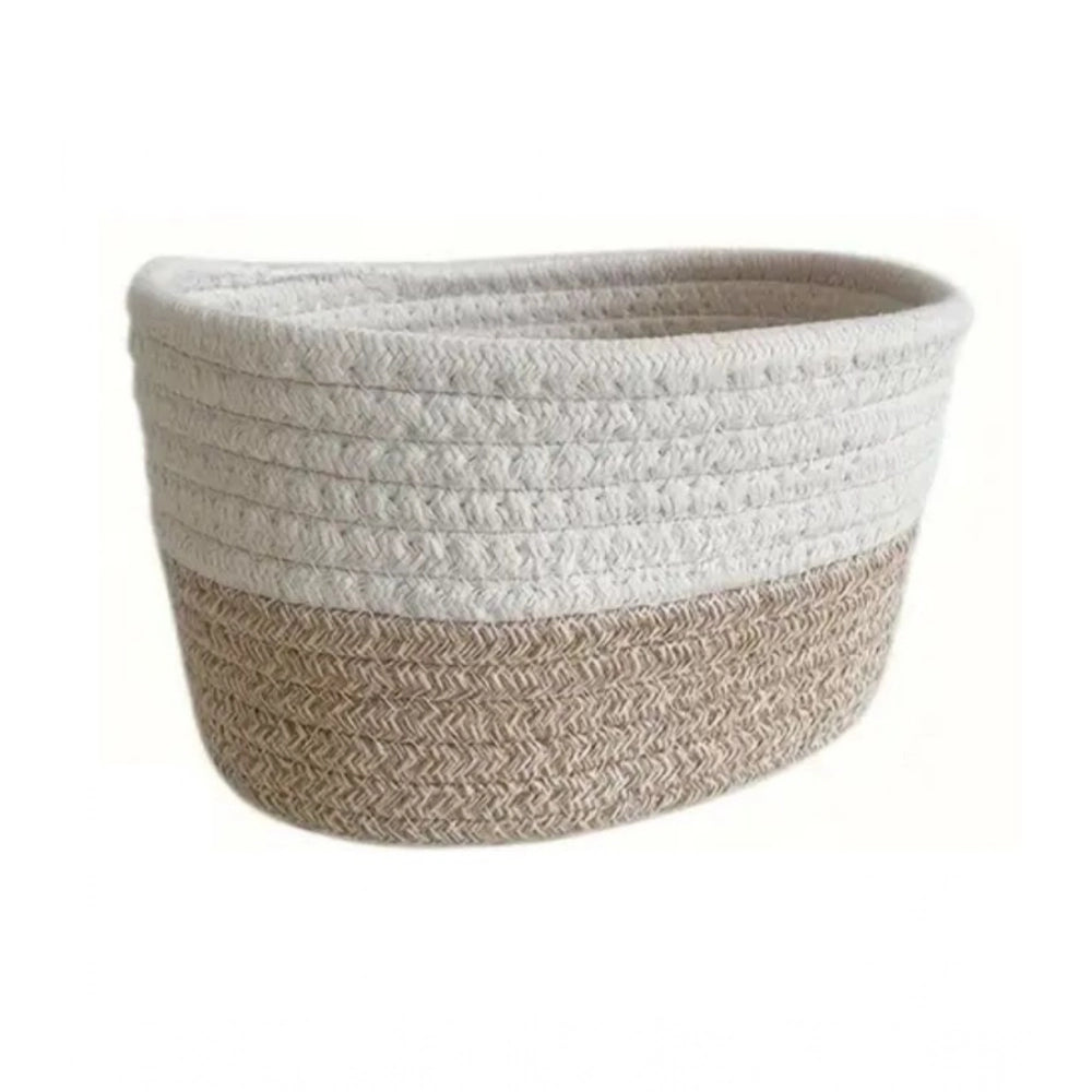 Generic Cotton Bathroom Storage Basket Pack of 1 Storage Basket For Clothes (White) Main image