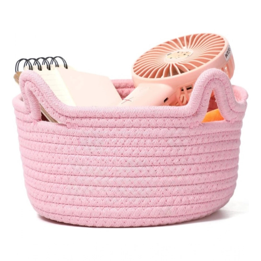 Generic Cotton Cat Basket Inch Pack of 1 Storage Basket For Clothes (Pink) Main image