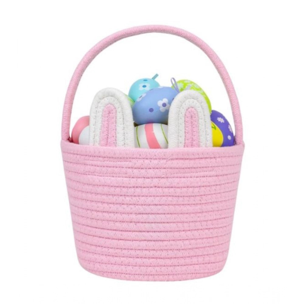 Generic Cotton Ear Toy Bucket Pack of 1 Storage Basket For Clothes (Pink) Main image
