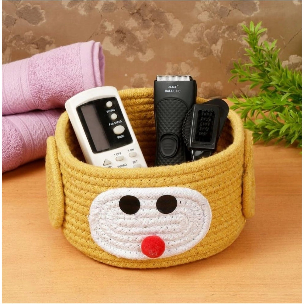 Generic Cotton Pen Holder Pack of 1 Storage Basket For Clothes (Yellow) Secondary image