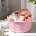 Generic Cotton Cat Basket Inch Pack of 1 Storage Basket For Clothes (Pink)