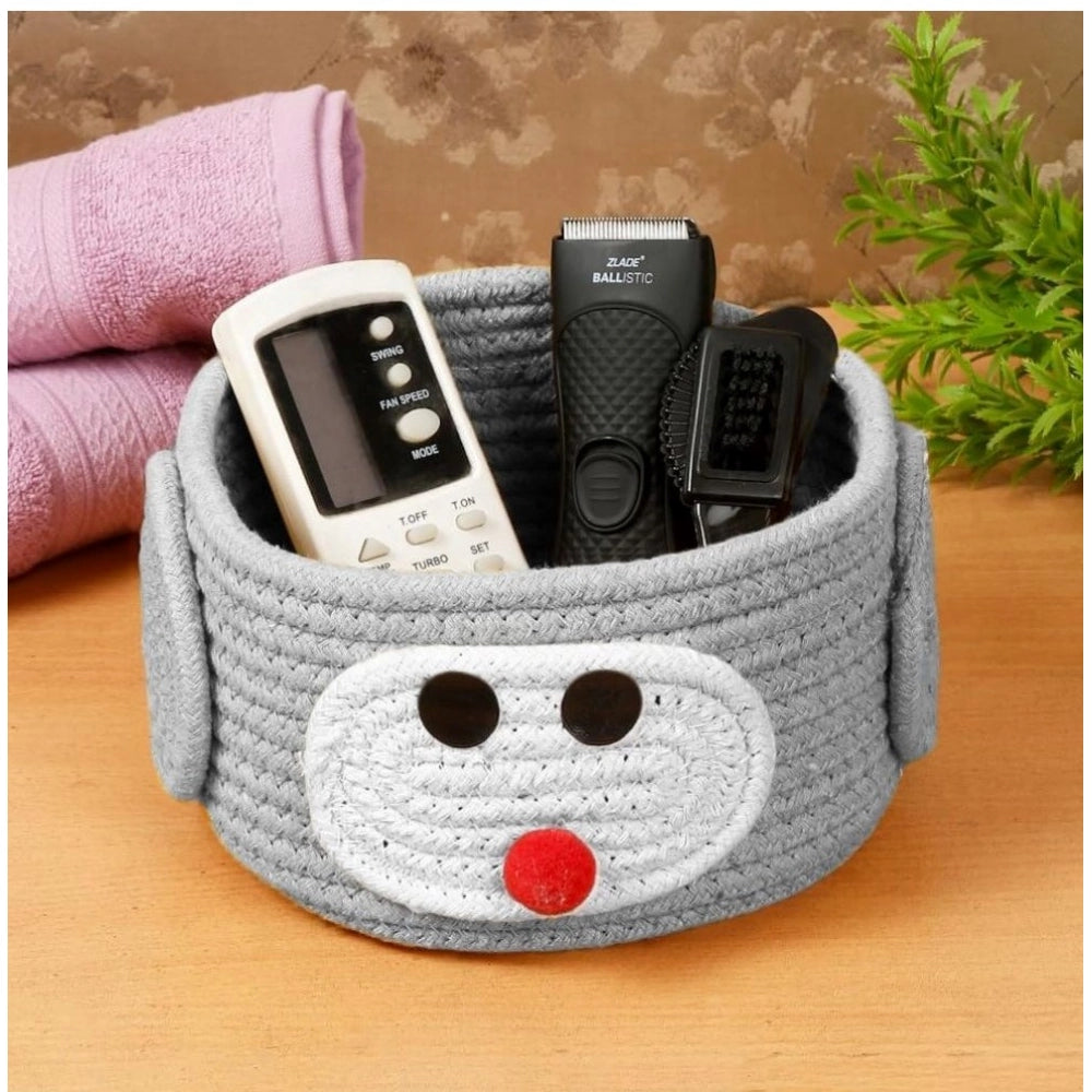 Generic Cotton Pan Holder Pack of 1 Storage Basket For Clothes (Grey) Secondary image