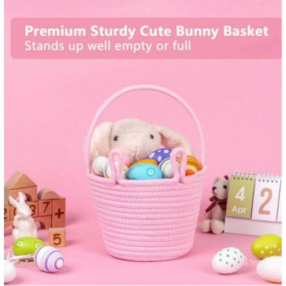 Generic Cotton Toy Bucket Pack of 1 Storage Basket For Clothes (Pink)