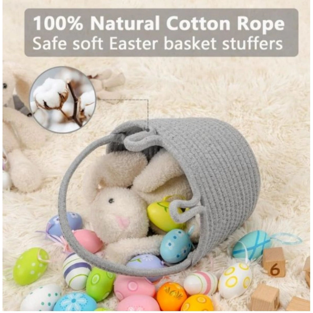 Generic Cotton Toy Bucket Pack of 1 Storage Basket For Clothes (Grey)