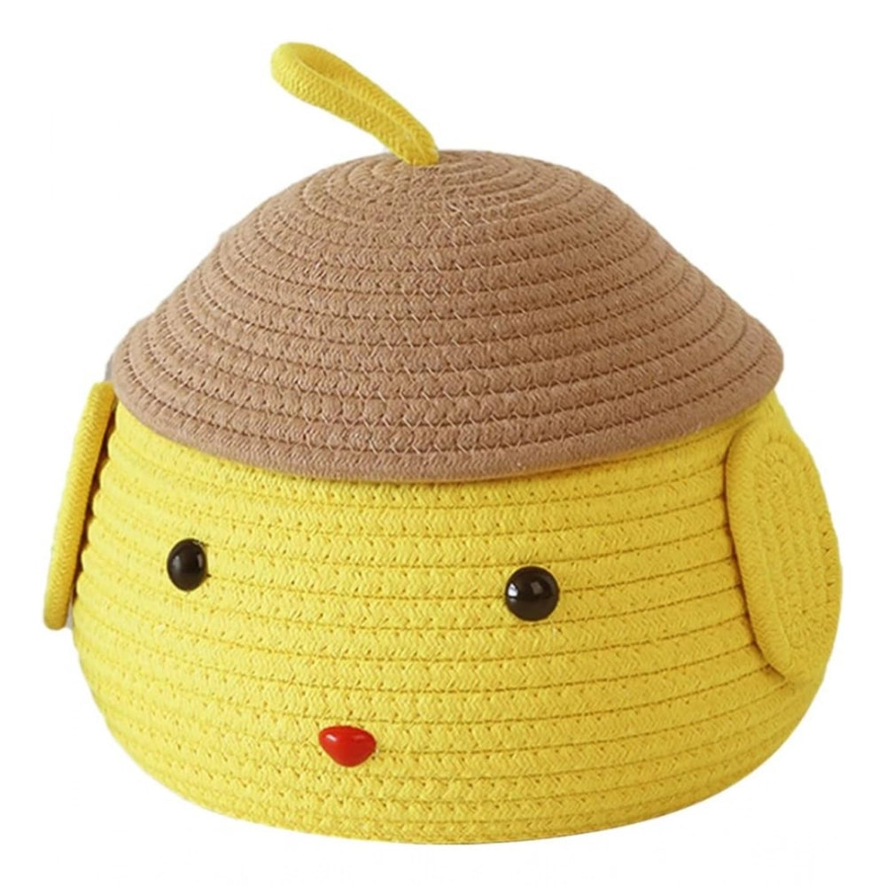 Generic Cotton  lid Pack of 1 Storage Basket For Clothes (Yellow) Secondary image