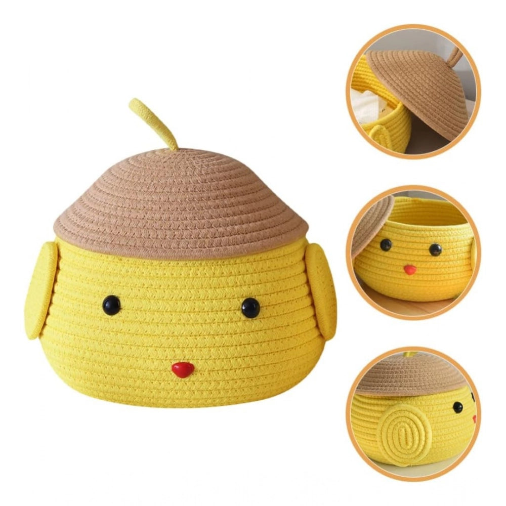 Generic Cotton  lid Pack of 1 Storage Basket For Clothes (Yellow)