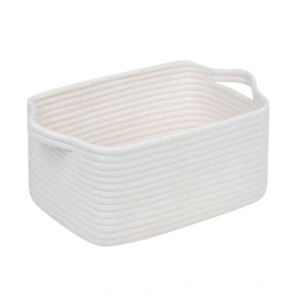 Generic Cotton Basket Pack of 1 Storage Basket For Clothes (White) Main image