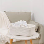 Generic Cotton Basket Pack of 1 Storage Basket For Clothes (White)