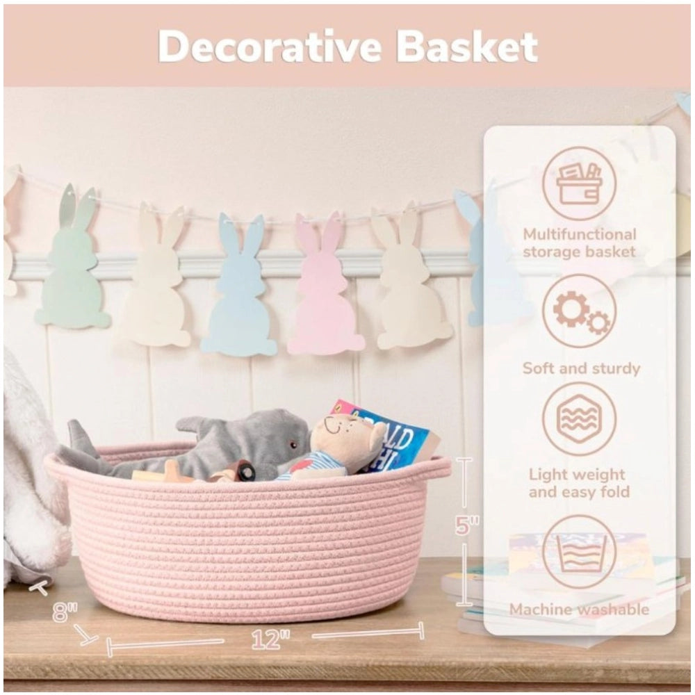 Generic Cotton Baby Gift Basket Pack of 1 Storage Basket For Clothes (Pink) Secondary image
