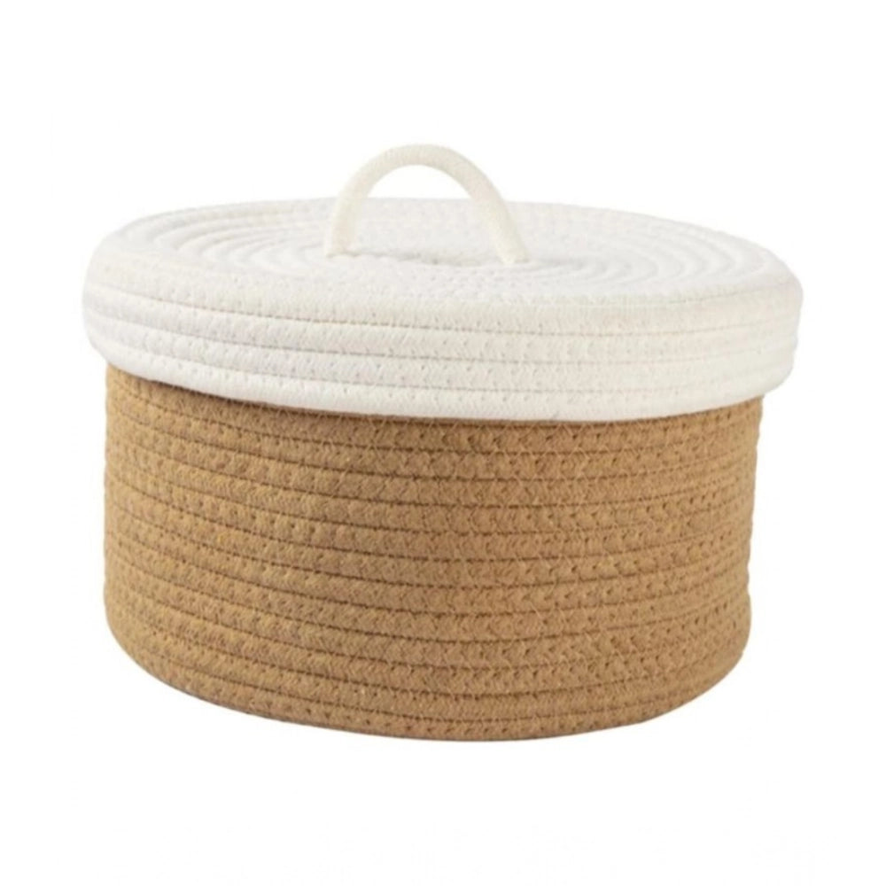 Generic Cotton Box White Lid Inch Pack of 1 Storage Basket For Clothes (Brown) Main image
