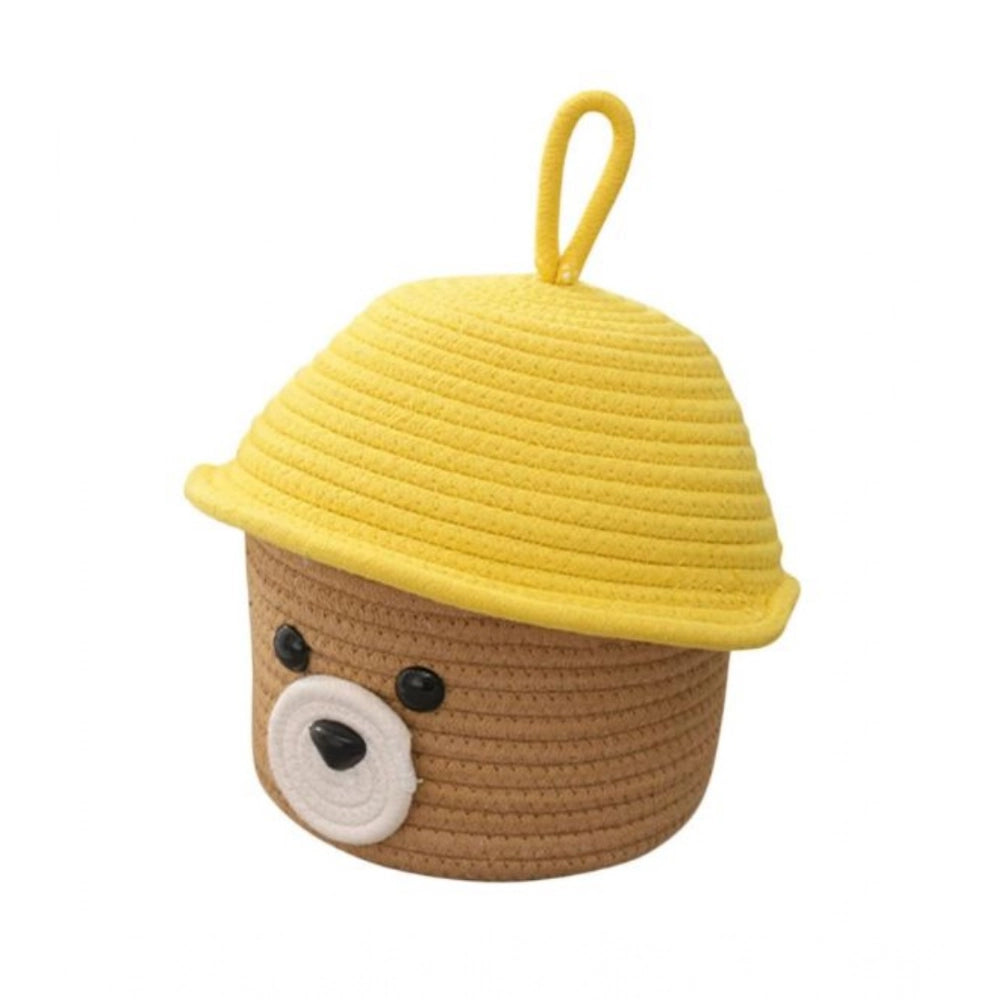 Generic Cotton Box Yellow Lid Inch Pack of 1 Storage Basket For Clothes (Beige) Main image